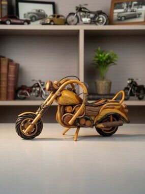 Vintage Wooden Wicker Chopper Motorcycle